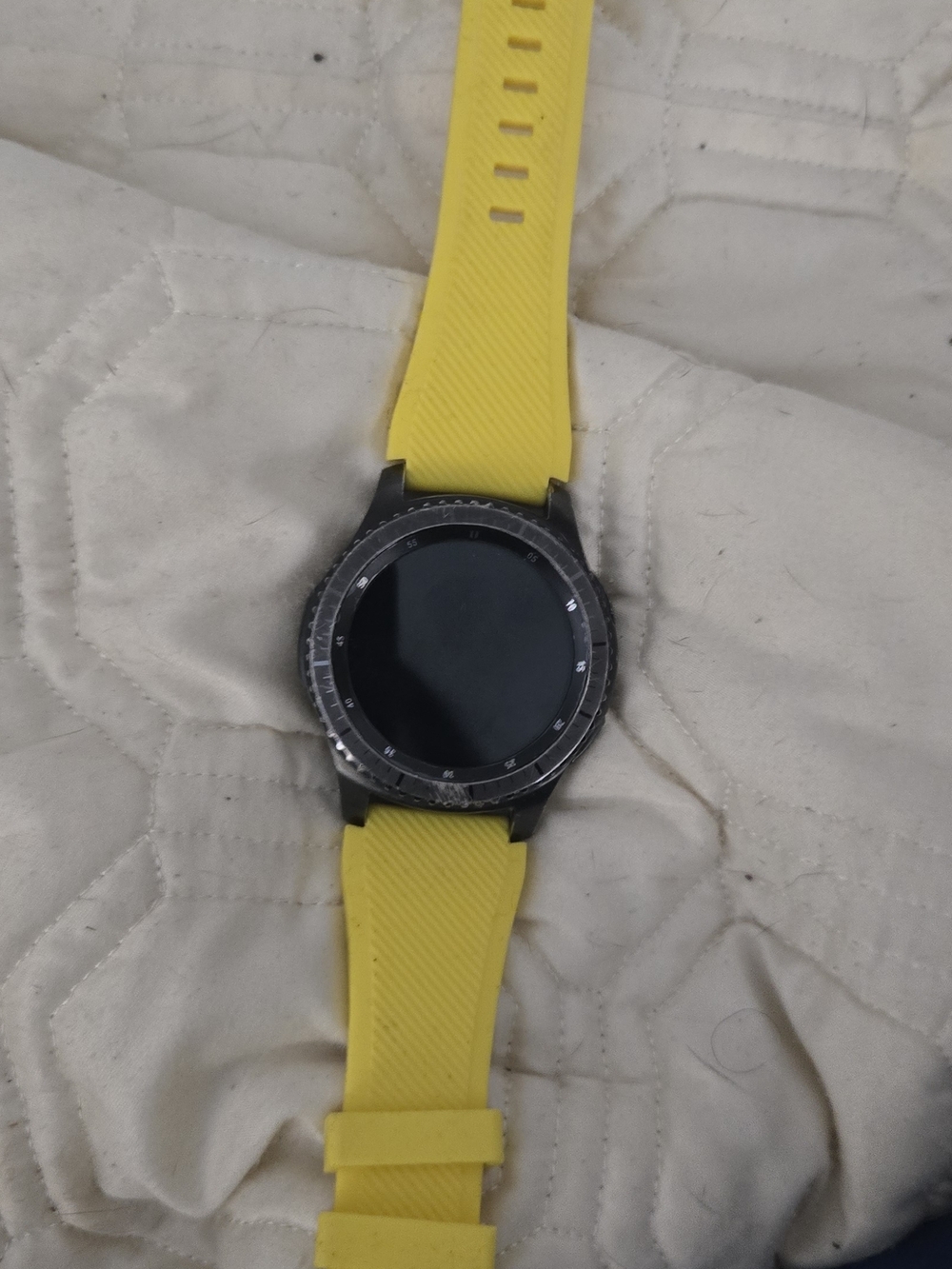 Samsung Smartwatch with Yellow Silicone Band